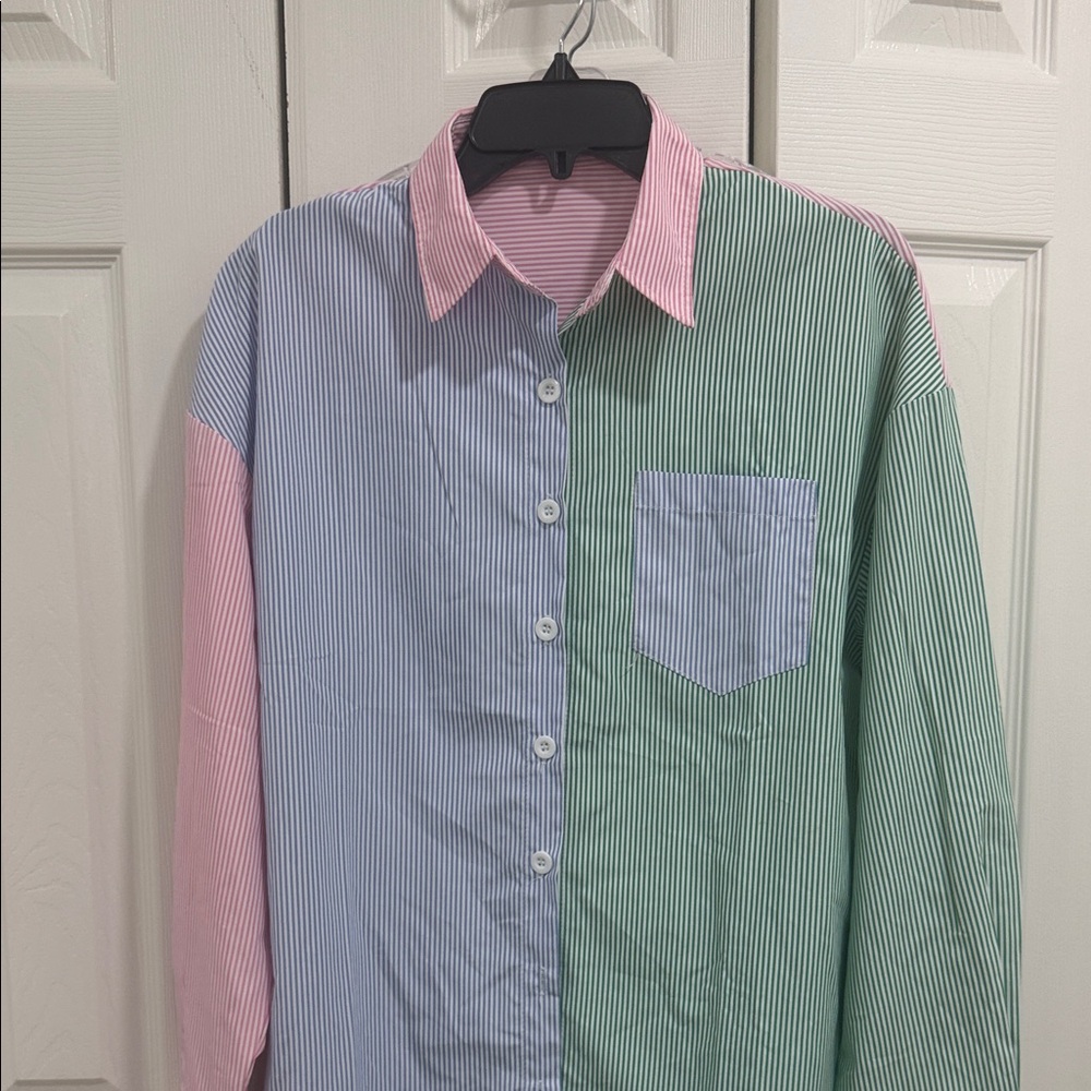 Zara Multicolor Striped Button-Up Blouse